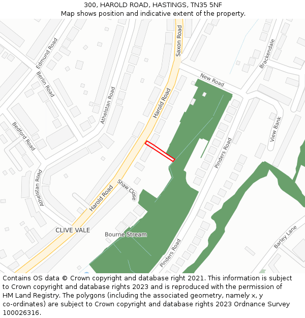300, HAROLD ROAD, HASTINGS, TN35 5NF: Location map and indicative extent of plot