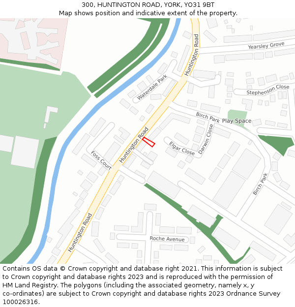 300, HUNTINGTON ROAD, YORK, YO31 9BT: Location map and indicative extent of plot