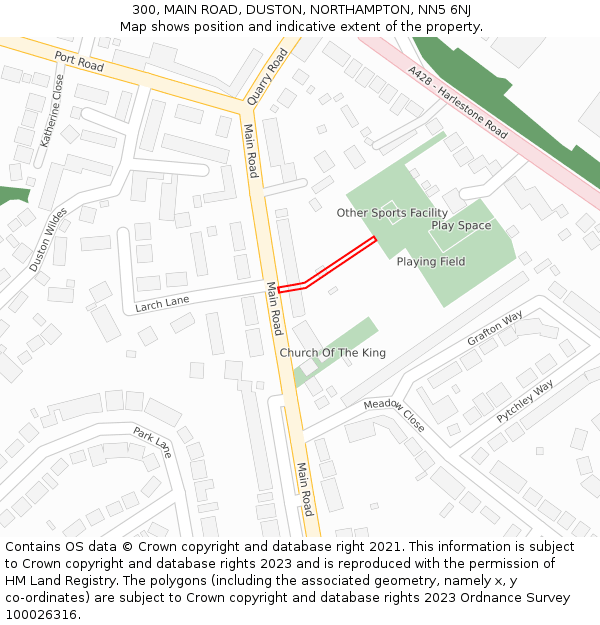 300, MAIN ROAD, DUSTON, NORTHAMPTON, NN5 6NJ: Location map and indicative extent of plot