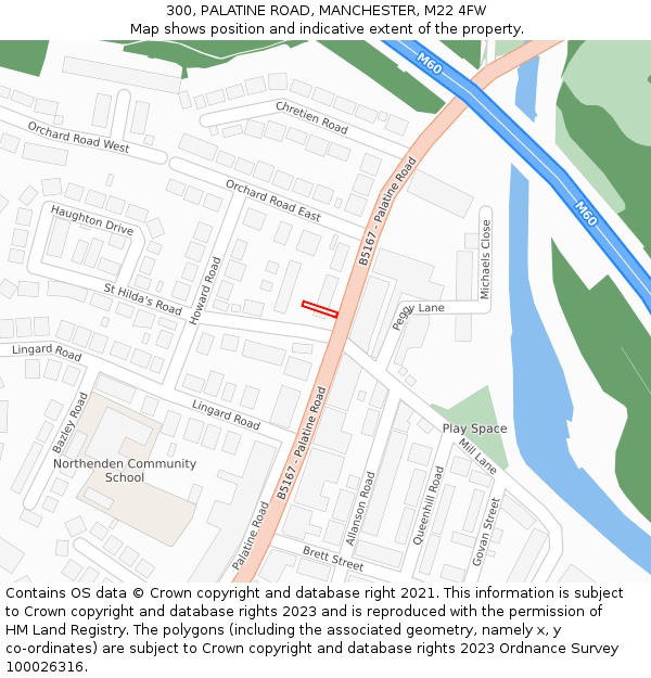 300, PALATINE ROAD, MANCHESTER, M22 4FW: Location map and indicative extent of plot