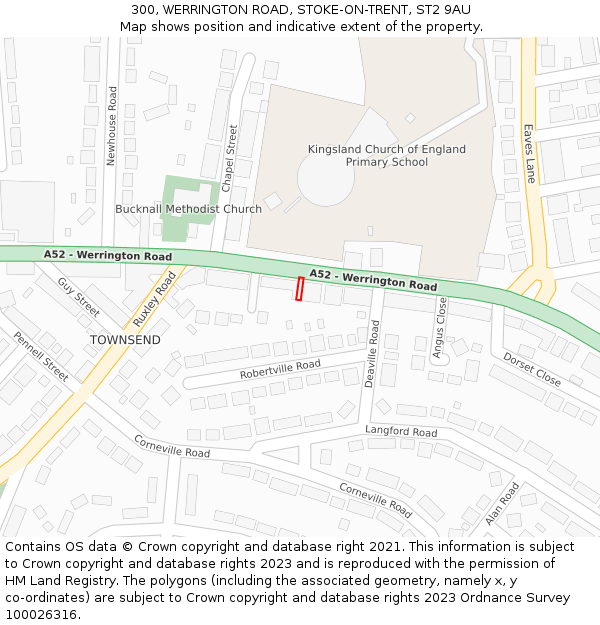 300, WERRINGTON ROAD, STOKE-ON-TRENT, ST2 9AU: Location map and indicative extent of plot