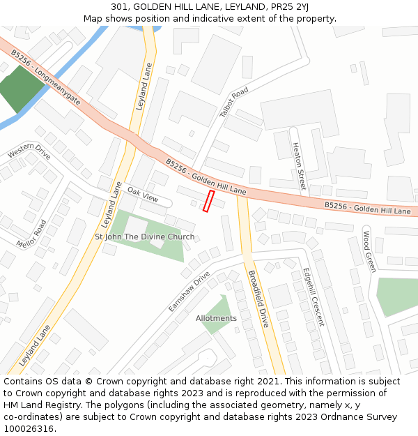 301, GOLDEN HILL LANE, LEYLAND, PR25 2YJ: Location map and indicative extent of plot