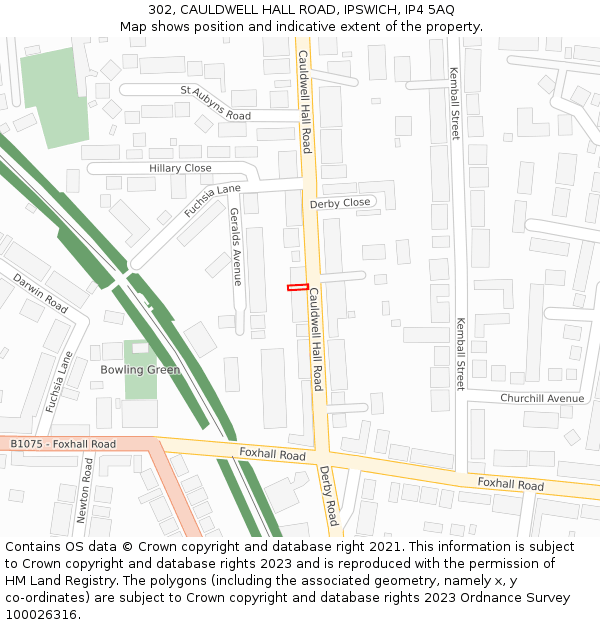 302, CAULDWELL HALL ROAD, IPSWICH, IP4 5AQ: Location map and indicative extent of plot