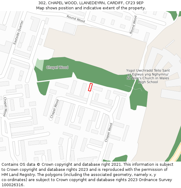 302, CHAPEL WOOD, LLANEDEYRN, CARDIFF, CF23 9EP: Location map and indicative extent of plot