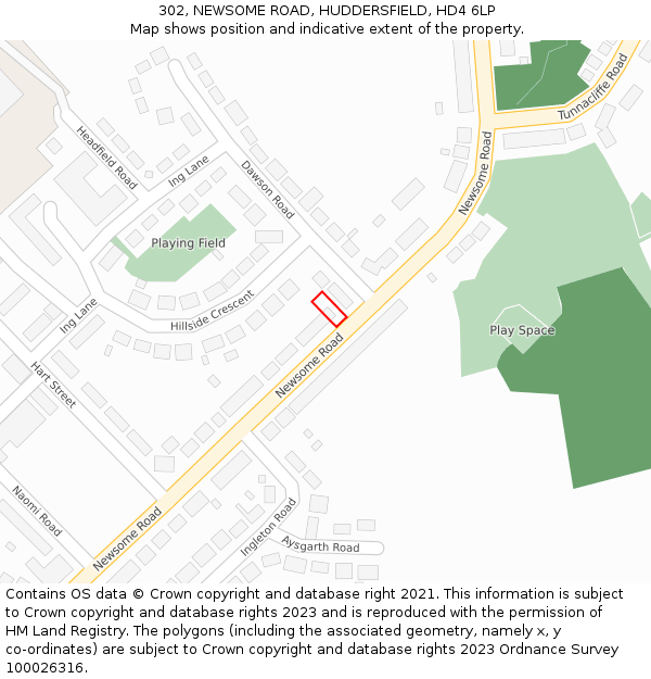 302, NEWSOME ROAD, HUDDERSFIELD, HD4 6LP: Location map and indicative extent of plot
