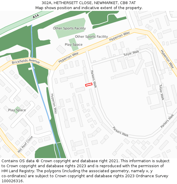 302A, HETHERSETT CLOSE, NEWMARKET, CB8 7AT: Location map and indicative extent of plot