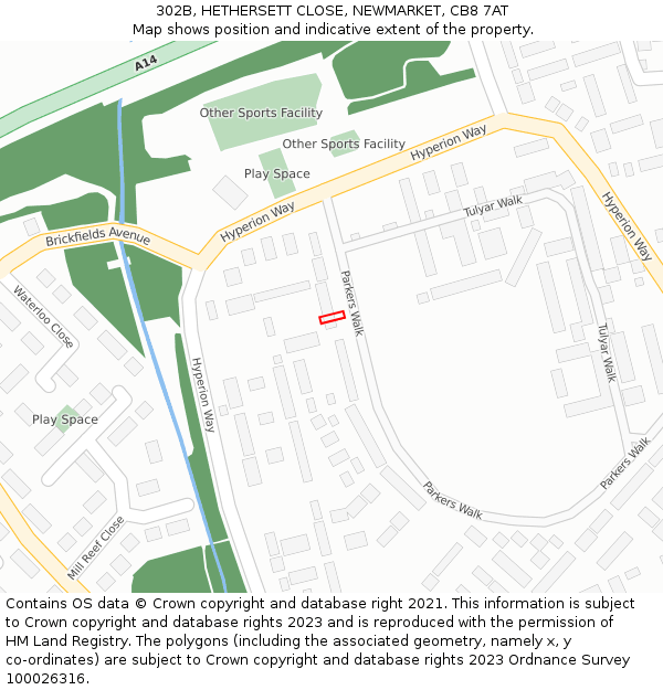 302B, HETHERSETT CLOSE, NEWMARKET, CB8 7AT: Location map and indicative extent of plot