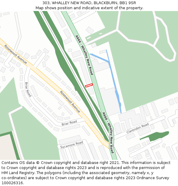 303, WHALLEY NEW ROAD, BLACKBURN, BB1 9SR: Location map and indicative extent of plot