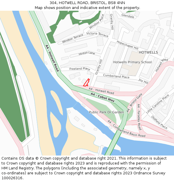 304, HOTWELL ROAD, BRISTOL, BS8 4NN: Location map and indicative extent of plot