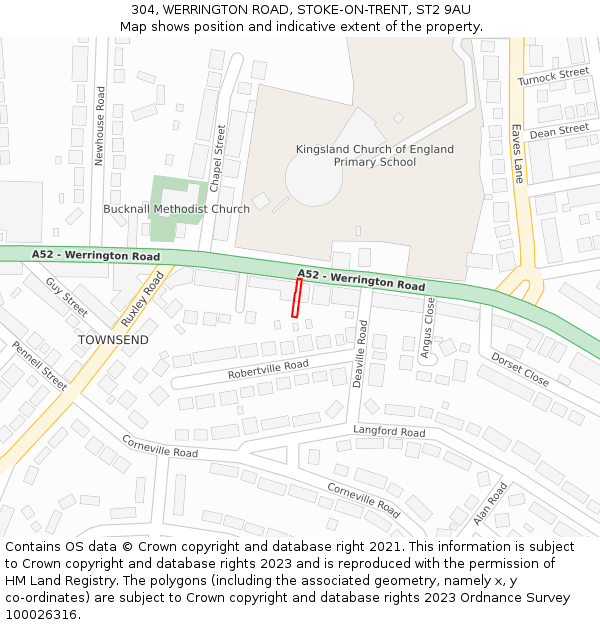 304, WERRINGTON ROAD, STOKE-ON-TRENT, ST2 9AU: Location map and indicative extent of plot