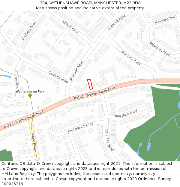 304, WYTHENSHAWE ROAD, MANCHESTER, M23 9DA: Location map and indicative extent of plot