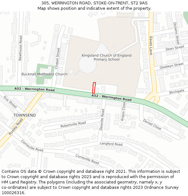305, WERRINGTON ROAD, STOKE-ON-TRENT, ST2 9AS: Location map and indicative extent of plot