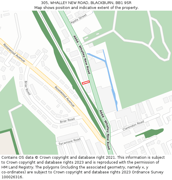 305, WHALLEY NEW ROAD, BLACKBURN, BB1 9SR: Location map and indicative extent of plot