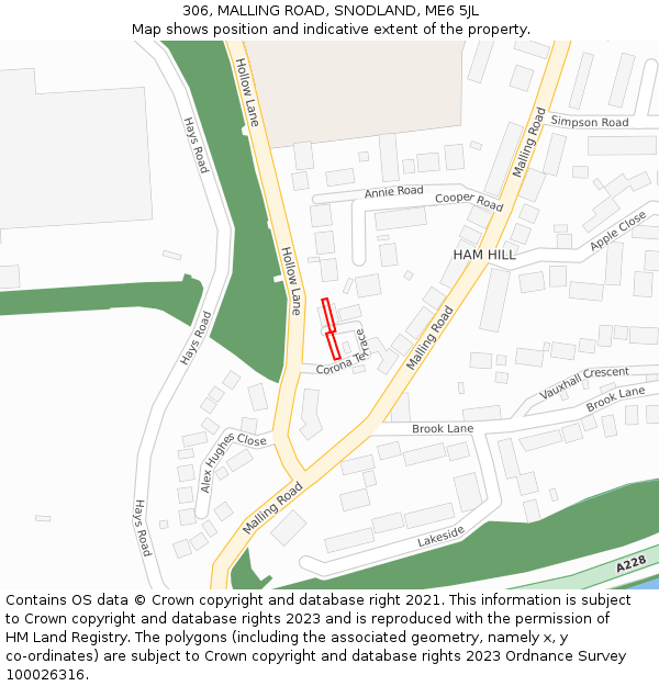 306, MALLING ROAD, SNODLAND, ME6 5JL: Location map and indicative extent of plot