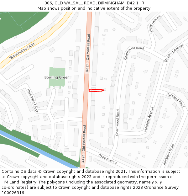 306, OLD WALSALL ROAD, BIRMINGHAM, B42 1HR: Location map and indicative extent of plot