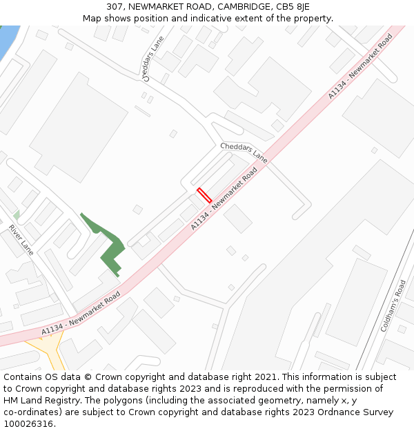 307, NEWMARKET ROAD, CAMBRIDGE, CB5 8JE: Location map and indicative extent of plot