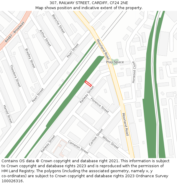 307, RAILWAY STREET, CARDIFF, CF24 2NE: Location map and indicative extent of plot