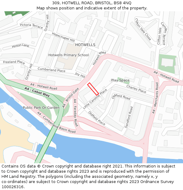 309, HOTWELL ROAD, BRISTOL, BS8 4NQ: Location map and indicative extent of plot