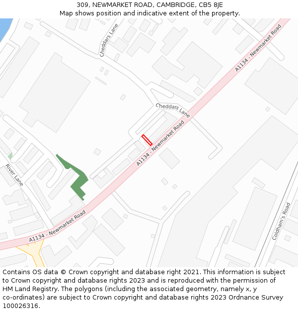 309, NEWMARKET ROAD, CAMBRIDGE, CB5 8JE: Location map and indicative extent of plot