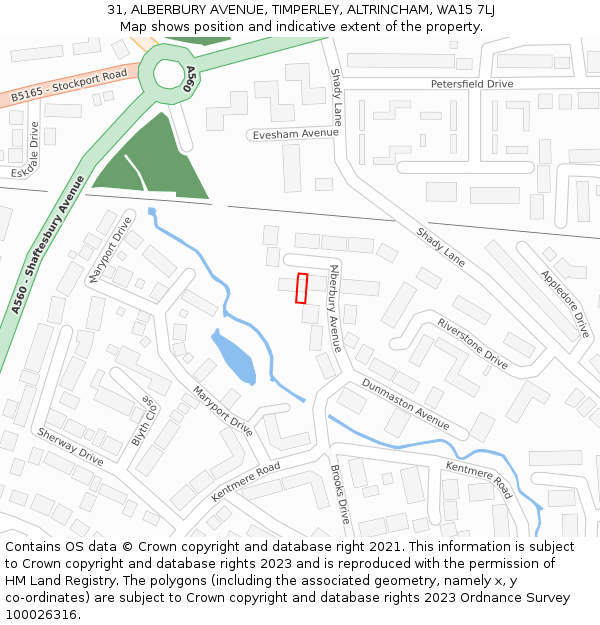 31, ALBERBURY AVENUE, TIMPERLEY, ALTRINCHAM, WA15 7LJ: Location map and indicative extent of plot