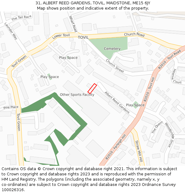 31, ALBERT REED GARDENS, TOVIL, MAIDSTONE, ME15 6JY: Location map and indicative extent of plot