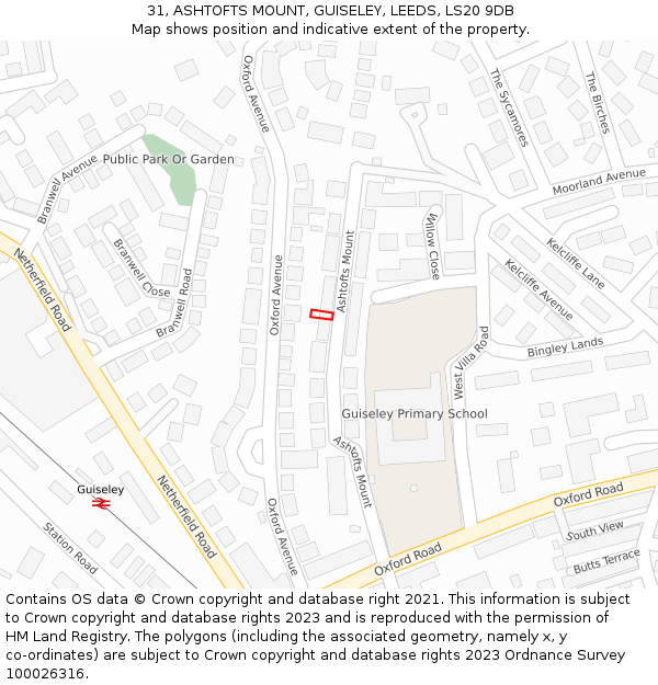31, ASHTOFTS MOUNT, GUISELEY, LEEDS, LS20 9DB: Location map and indicative extent of plot