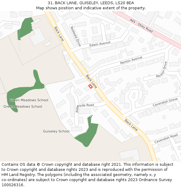 31, BACK LANE, GUISELEY, LEEDS, LS20 8EA: Location map and indicative extent of plot