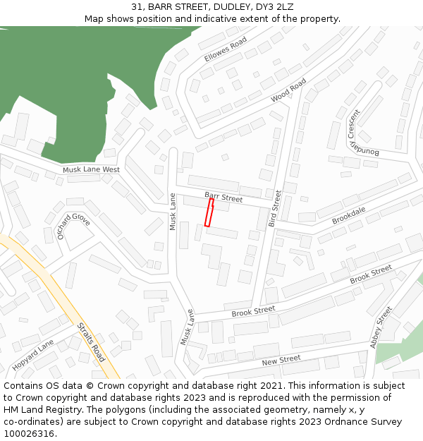 31, BARR STREET, DUDLEY, DY3 2LZ: Location map and indicative extent of plot