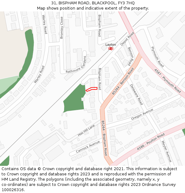 31, BISPHAM ROAD, BLACKPOOL, FY3 7HQ: Location map and indicative extent of plot