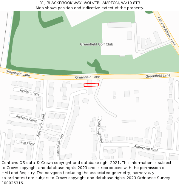 31, BLACKBROOK WAY, WOLVERHAMPTON, WV10 8TB: Location map and indicative extent of plot