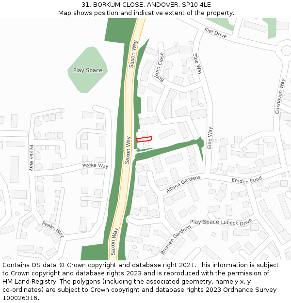 31, BORKUM CLOSE, ANDOVER, SP10 4LE: Location map and indicative extent of plot