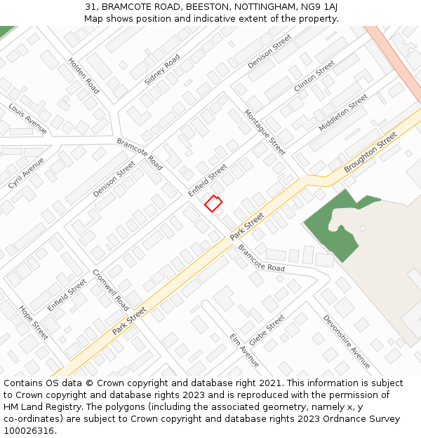 31, BRAMCOTE ROAD, BEESTON, NOTTINGHAM, NG9 1AJ: Location map and indicative extent of plot