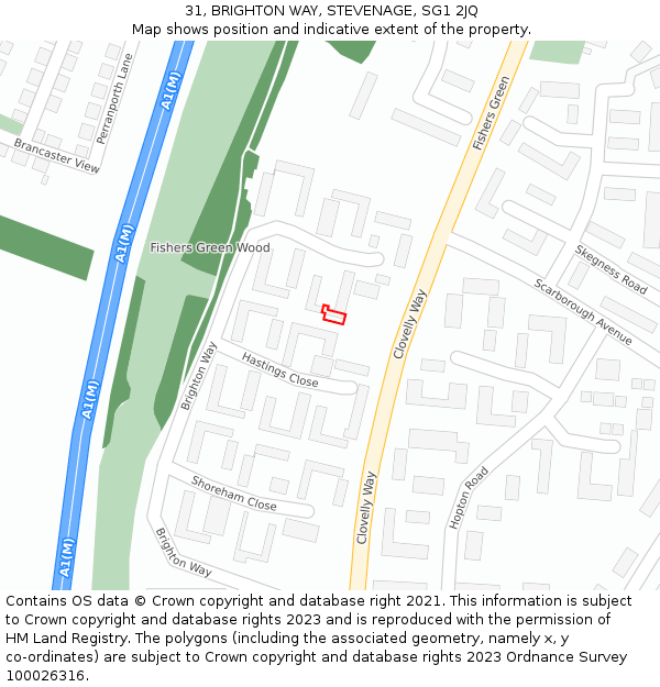 31, BRIGHTON WAY, STEVENAGE, SG1 2JQ: Location map and indicative extent of plot