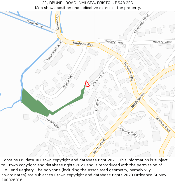 31, BRUNEL ROAD, NAILSEA, BRISTOL, BS48 2FD: Location map and indicative extent of plot