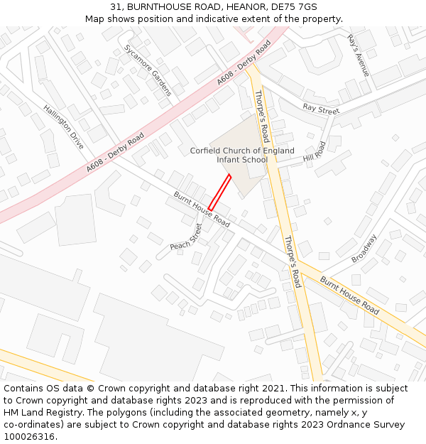31, BURNTHOUSE ROAD, HEANOR, DE75 7GS: Location map and indicative extent of plot