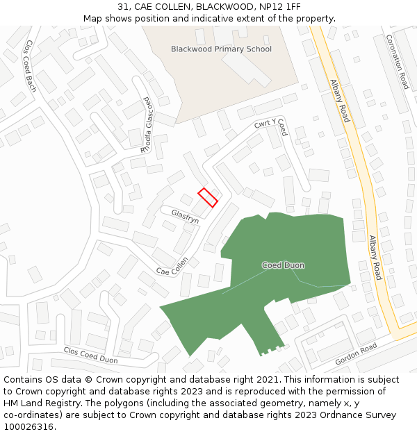 31, CAE COLLEN, BLACKWOOD, NP12 1FF: Location map and indicative extent of plot
