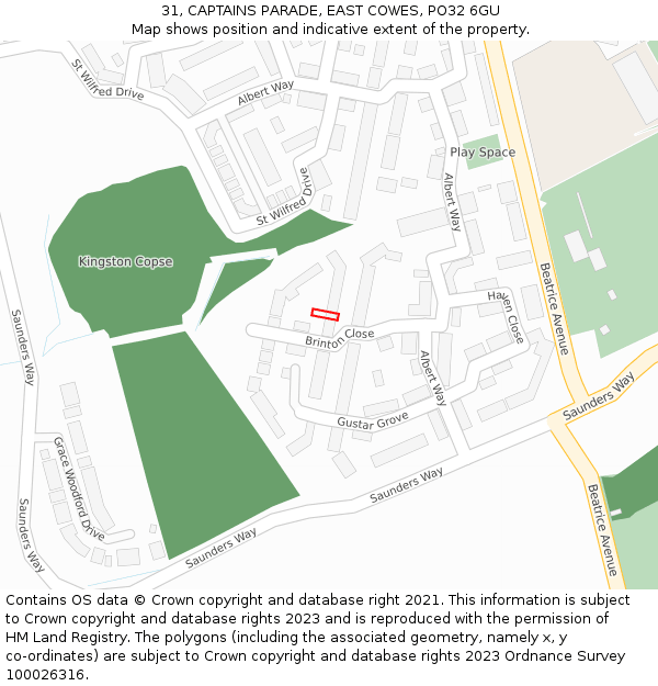 31, CAPTAINS PARADE, EAST COWES, PO32 6GU: Location map and indicative extent of plot
