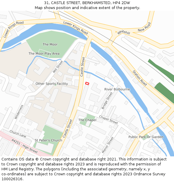 31, CASTLE STREET, BERKHAMSTED, HP4 2DW: Location map and indicative extent of plot