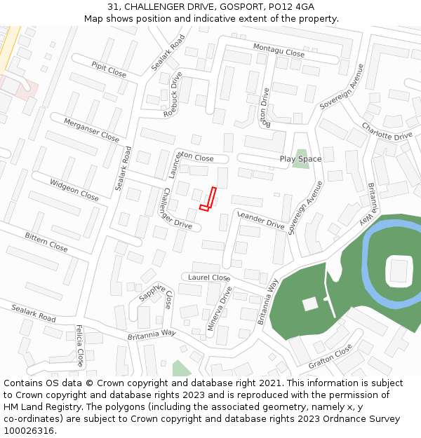 31, CHALLENGER DRIVE, GOSPORT, PO12 4GA: Location map and indicative extent of plot