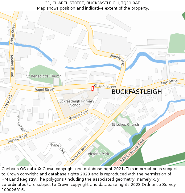 31, CHAPEL STREET, BUCKFASTLEIGH, TQ11 0AB: Location map and indicative extent of plot