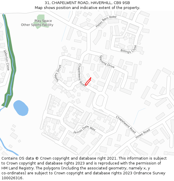 31, CHAPELWENT ROAD, HAVERHILL, CB9 9SB: Location map and indicative extent of plot