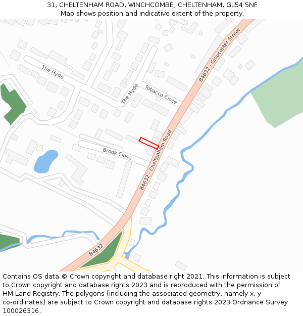 31, CHELTENHAM ROAD, WINCHCOMBE, CHELTENHAM, GL54 5NF: Location map and indicative extent of plot