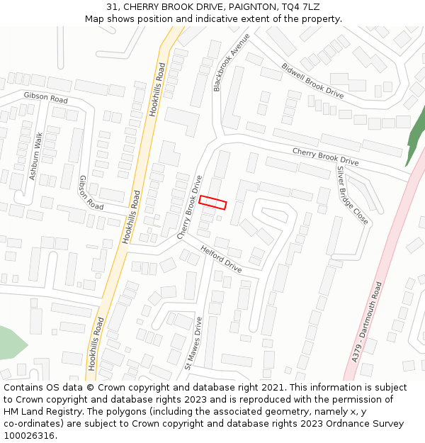 31, CHERRY BROOK DRIVE, PAIGNTON, TQ4 7LZ: Location map and indicative extent of plot