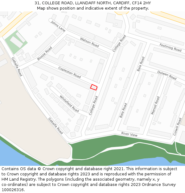 31, COLLEGE ROAD, LLANDAFF NORTH, CARDIFF, CF14 2HY: Location map and indicative extent of plot