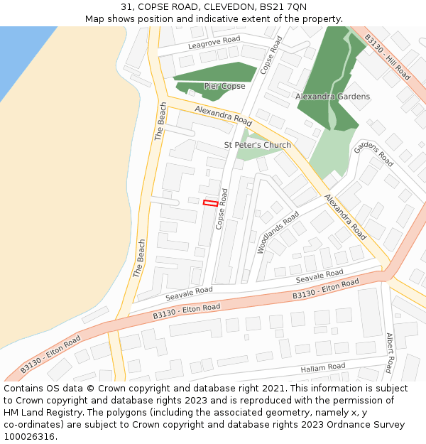 31, COPSE ROAD, CLEVEDON, BS21 7QN: Location map and indicative extent of plot