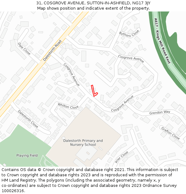 31, COSGROVE AVENUE, SUTTON-IN-ASHFIELD, NG17 3JY: Location map and indicative extent of plot