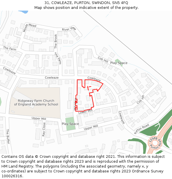 31, COWLEAZE, PURTON, SWINDON, SN5 4FQ: Location map and indicative extent of plot