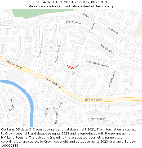 31, DAISY HILL, SILSDEN, KEIGHLEY, BD20 0HN: Location map and indicative extent of plot