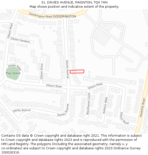 31, DAVIES AVENUE, PAIGNTON, TQ4 7AN: Location map and indicative extent of plot