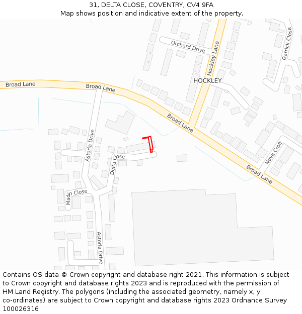 31, DELTA CLOSE, COVENTRY, CV4 9FA: Location map and indicative extent of plot